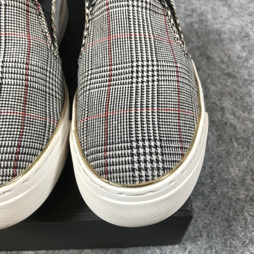 GUESS Slip On‎ Shoes Womens 8.5 Gray Plaid Textile Sneakers GFGGLADIS12